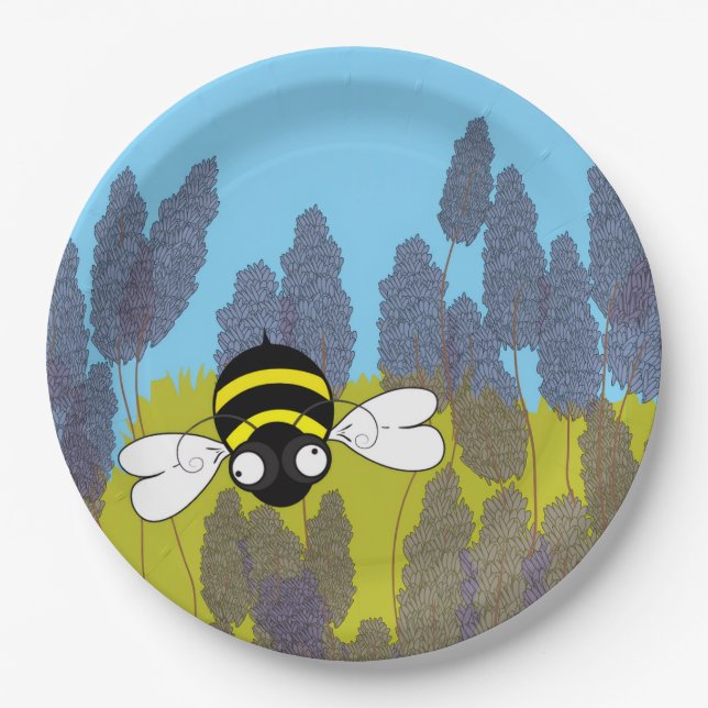 Lavender Bee Paper Plates (Front)