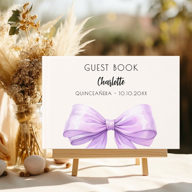 Lavender beige cream bow Quinceanera Guest Book (Creator Uploaded)