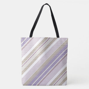Lavender/Beige/Tan Stripe Fashion Tote Bag