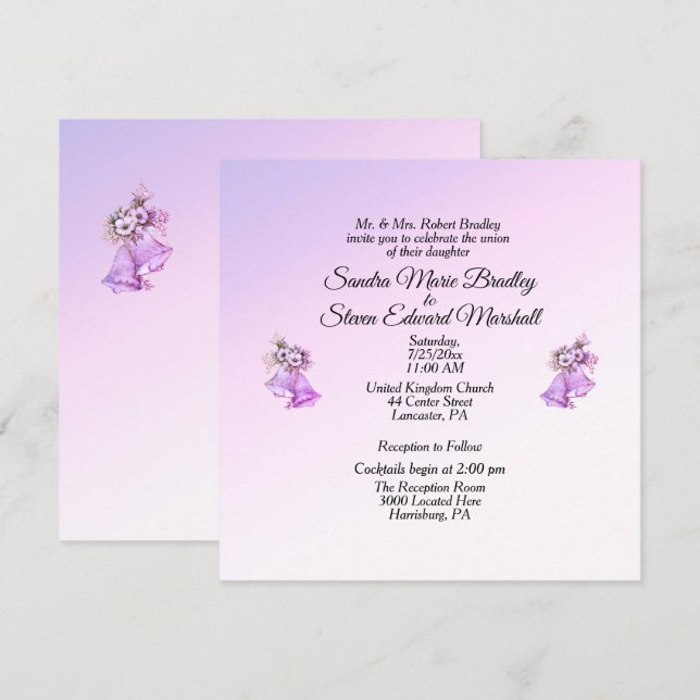 Lavender Bells Wedding Invitation (Front/Back)