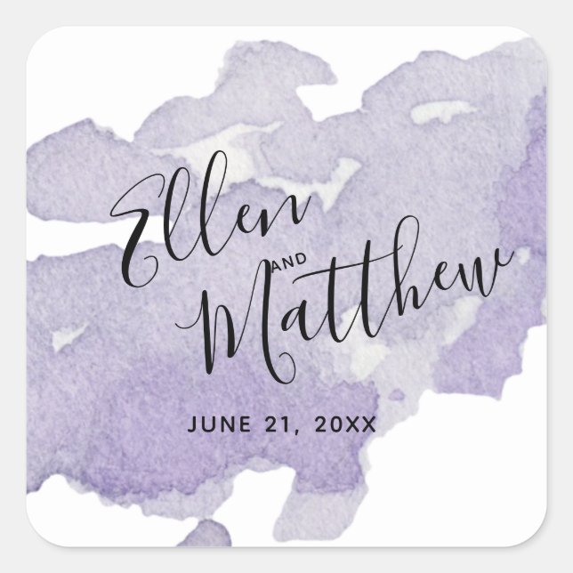 Lavender Berry  - Square Wedding Sticker (Front)