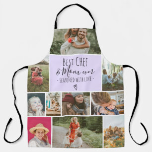 Lavender Best chef and mum ever photo collage grid Apron