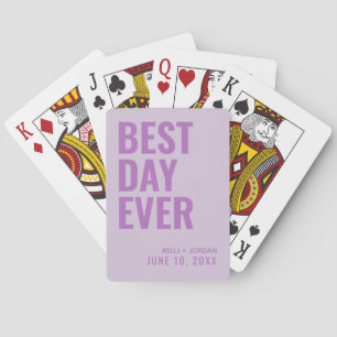 Lavender Best Day Ever Wedding Playing Cards