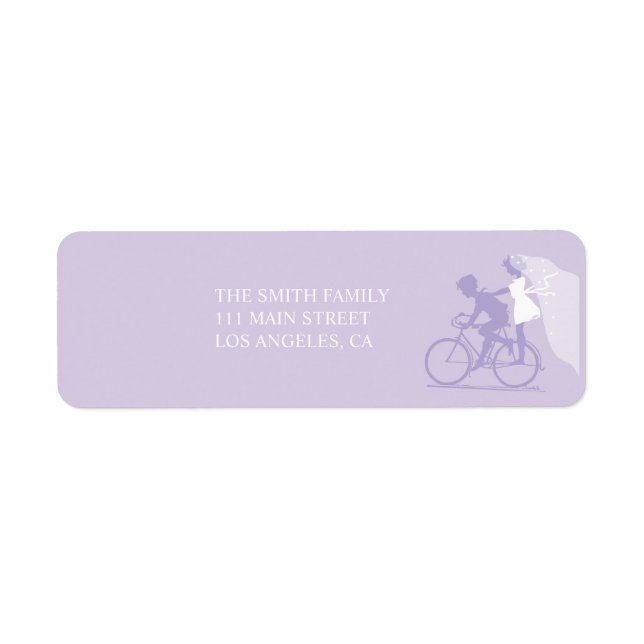 Lavender Bicycle Couple Wedding Return Address (Front)