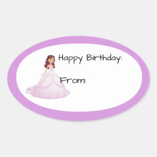 Lavender Birthday Girl Gift Tag Sticker