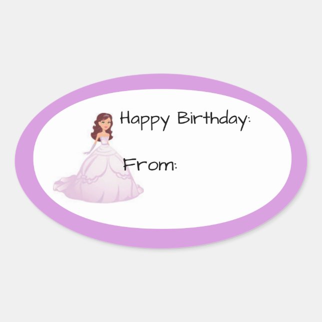 Lavender Birthday Girl Gift Tag Sticker (Front)