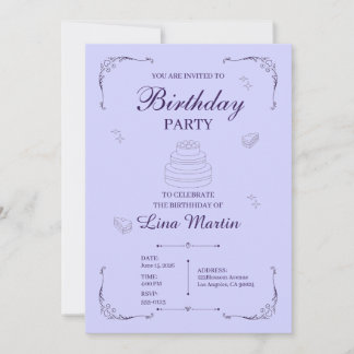 Lavender Birthday Invitation