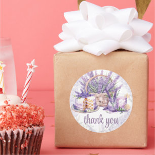 Lavender Birthday Watercolor Brunch Thank you Classic Round Sticker