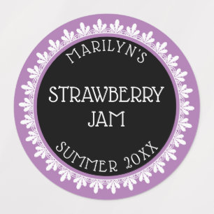 Lavender, Black and White Canning Label Stickers