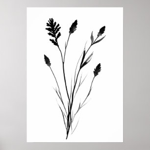 Lavender black and white  single flower art poster