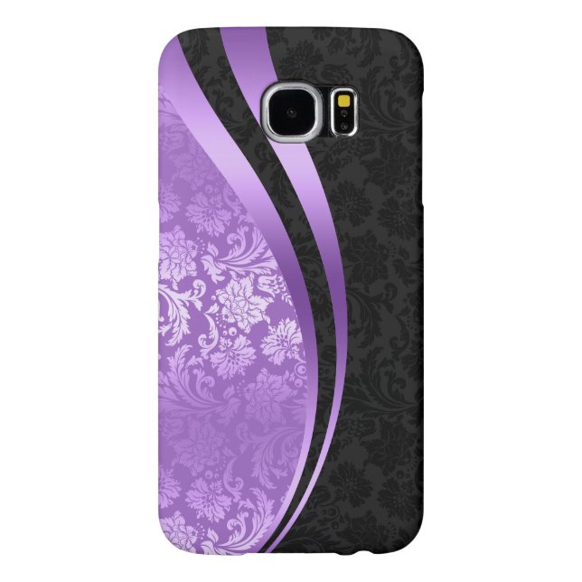 Lavender & black damasks dynamic stripes Case-Mate samsung galaxy case (Back)