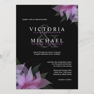 Lavender & Black Floral Wedding Invitations