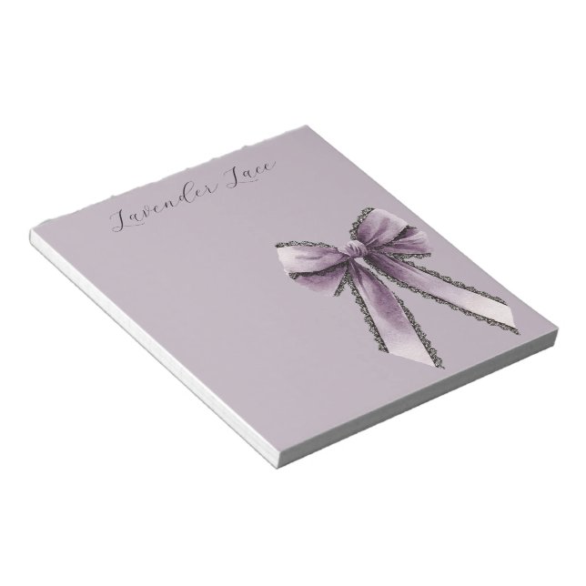Lavender Black Lace Bow Notepad (Angled)