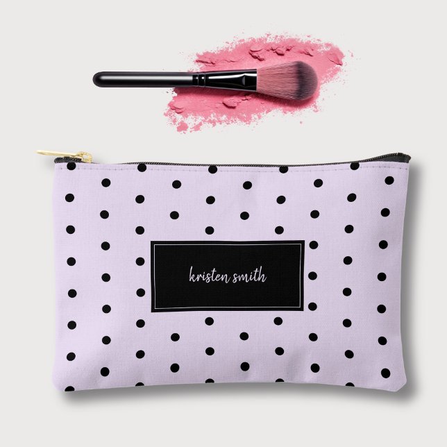 Lavender Black Polka Dots Pattern Accessory Pouch (Creator Uploaded)