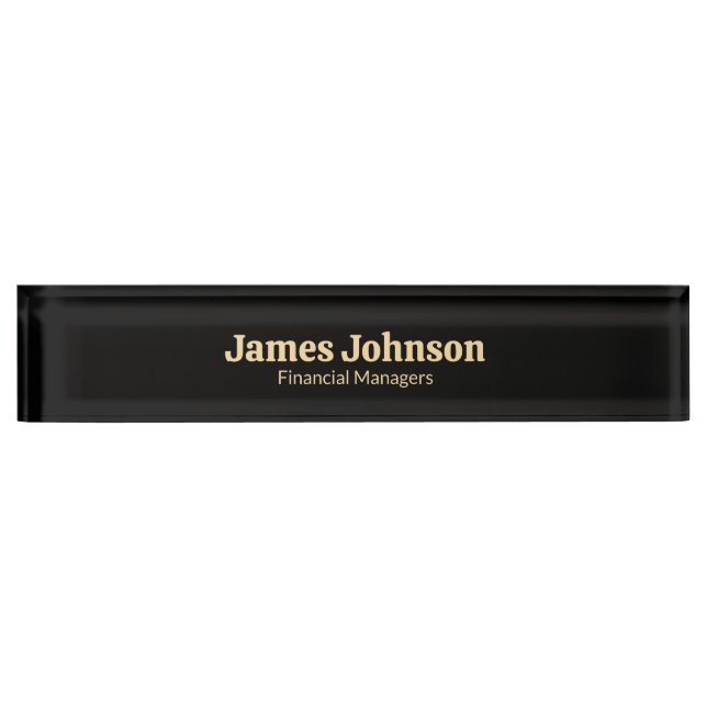 Lavender Black Retro Bold Serif Desk Name Plate (Front)