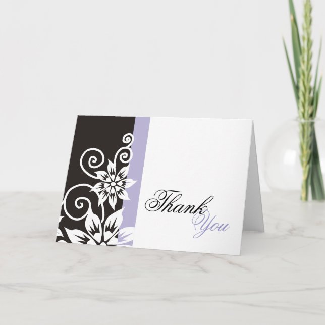 Lavender & Black Unique Thank You Cards (Front)