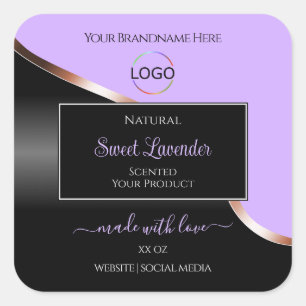 Lavender Black Wavy Rose Gold Logo Product Labels