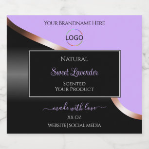 Lavender Black Wavy Rose Gold Logo Product Labels