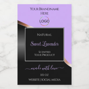 Lavender Black Wavy Rose Gold Logo Product Labels