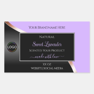 Lavender Black Wavy Rose Gold Logo Product Labels