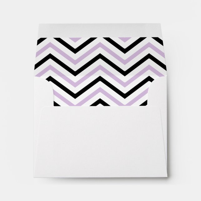 Lavender Black White Chevron Lined Envelopes (Back (Bottom))