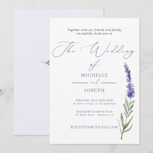 Lavender Bliss Elegant Watercolor Wedding Invitation