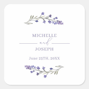 Lavender Bliss Elegant Watercolor Wedding Square Sticker
