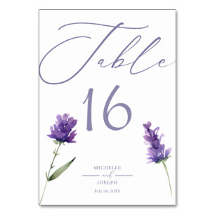Lavender Bliss Elegant Watercolor Wedding Table Number