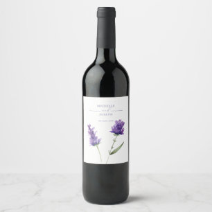 Lavender Bliss Elegant Watercolor Wedding Wine Label