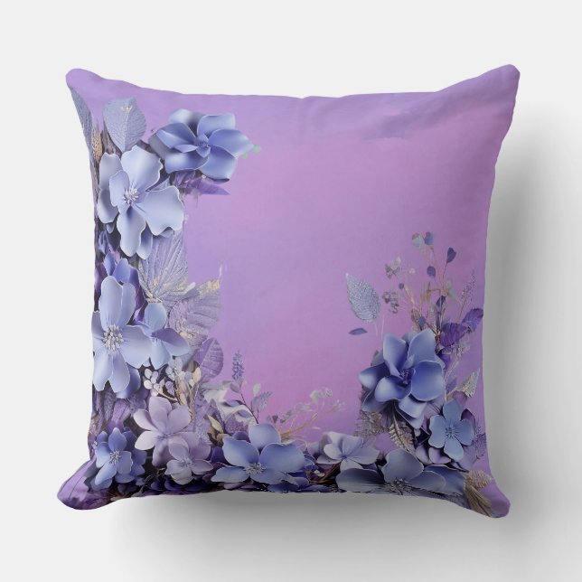 Lavender Bloom: 3D Flower Throw Pillow" Cushion (Front)
