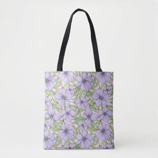 Lavender Bloom Floral Tote Bag (Front)