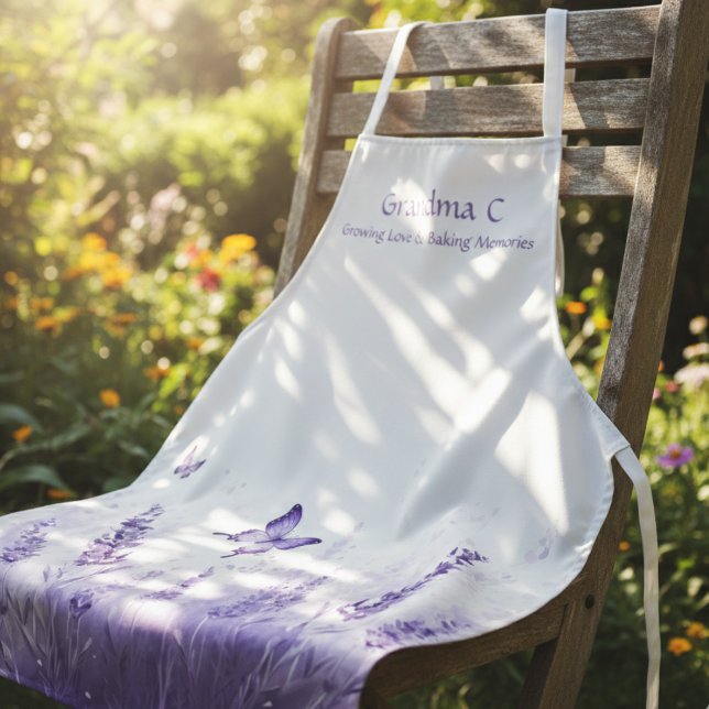 Lavender Bloom Grandma  Apron (Lavender floral grandma apron)