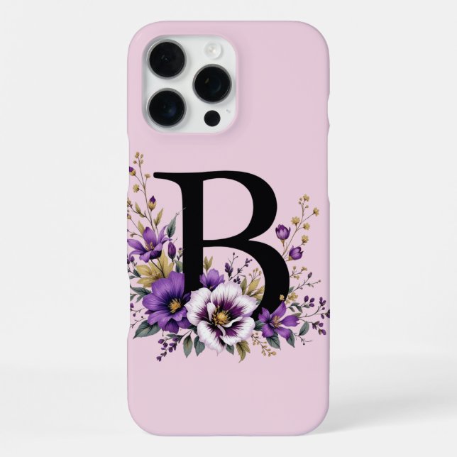 Lavender Bloom : Monogrammed Initial 'B'  iPhone Case (Back)