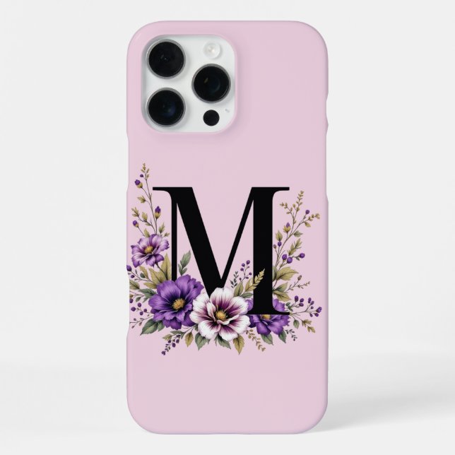 Lavender Bloom : Monogrammed Initial 'M'  iPhone Case (Back)