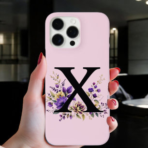 Lavender Bloom : Monogrammed Initial 'X'  iPhone 16 Pro Max Case