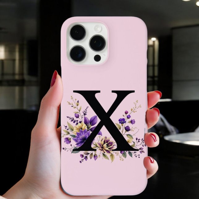 Lavender Bloom : Monogrammed Initial 'X'  Case-Mate iPhone Case (Creator Uploaded)