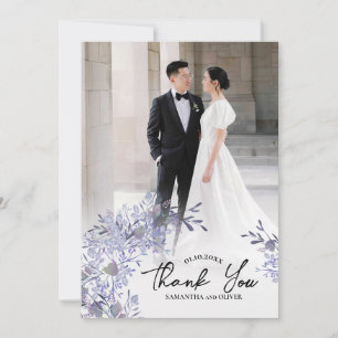 Lavender Bloom Photo Thank You Wedding Card