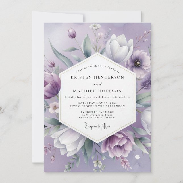 Lavender Bloom Romantic Wedding Invitation (Front)