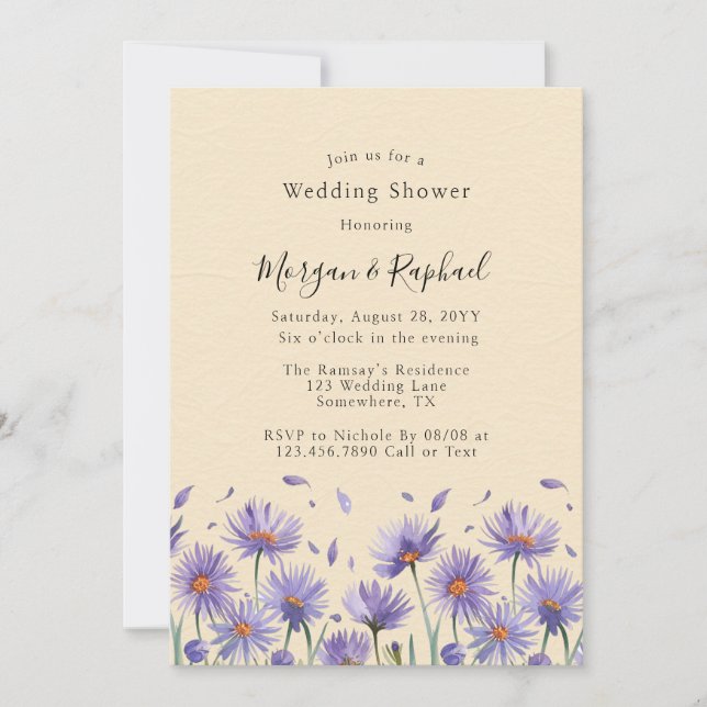 Lavender Bloom Wildflowers Wedding Shower Invitation (Front)