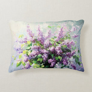 Lavender Blooming Lilac Bouquet Decorative Cushion