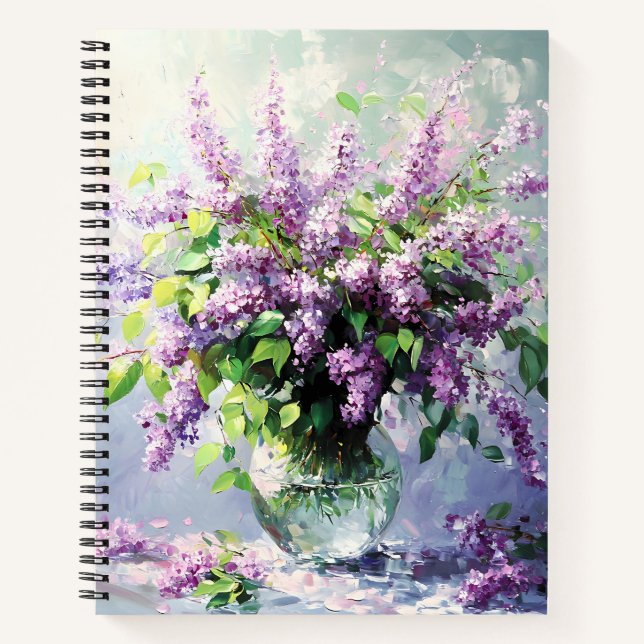 Lavender Blooming Lilac Bouquet Notebook (Front)