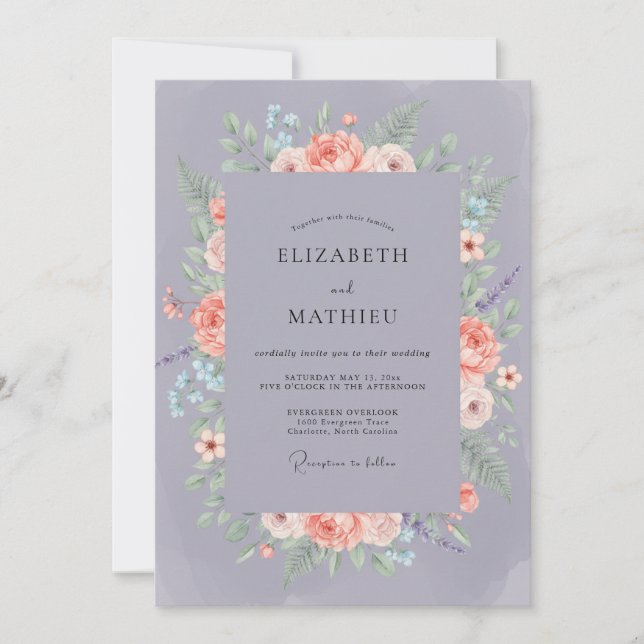 Lavender Blooming Romance Wedding Invitation (Front)
