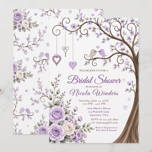 Lavender Blossom Bridal Shower Invitation (Front/Back)