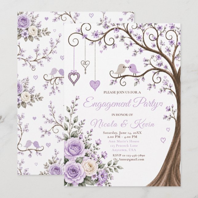 Lavender Blossom Engagement Party Invitation (Front/Back)