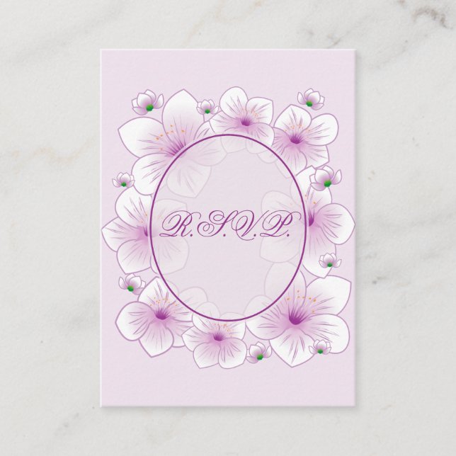 Lavender Blossom Flowers Romantic RSVP Minicard Enclosure Card (Front)