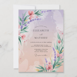 Lavender Blossom Whimsy Wedding Invitation
