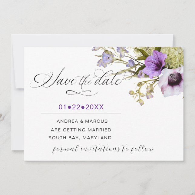 Lavender Blossom Whispers Save The Date (Front)