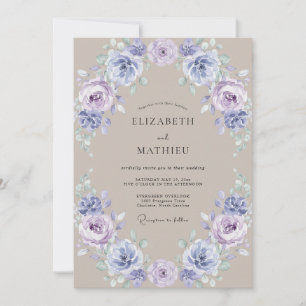 Lavender Blossom Wreath Wedding Invitation