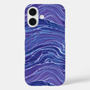 Lavender Blue Abstract Waves Pattern  iPhone 16 Case