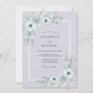 Lavender Blue Atmospheric Winter Wedding Invitation